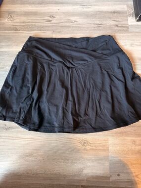 aerie Black Athletic Skort with Crossover Waist